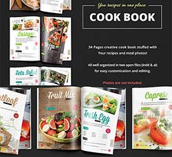 indesign模板－烹饪秘笈(食谱/34页)：Cook Book - Recipes vol 1